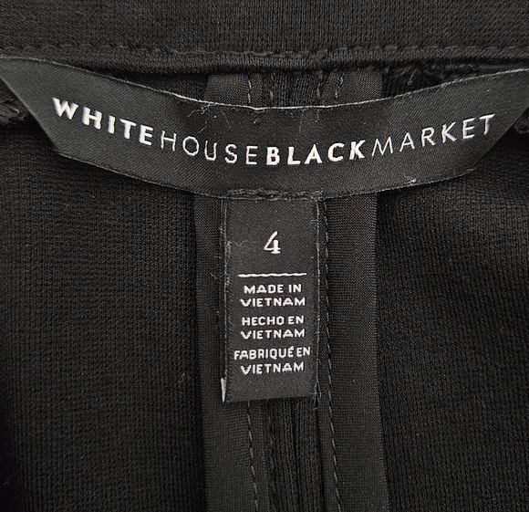 White House Black Market Faux Leather Trim One-Button Jacket Black Size 4 - Picture 8 of 11